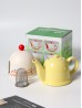 Porcelain Teapot in Yellow w/ S.S Infuser & Plastic Cover 450ML With Gift Box